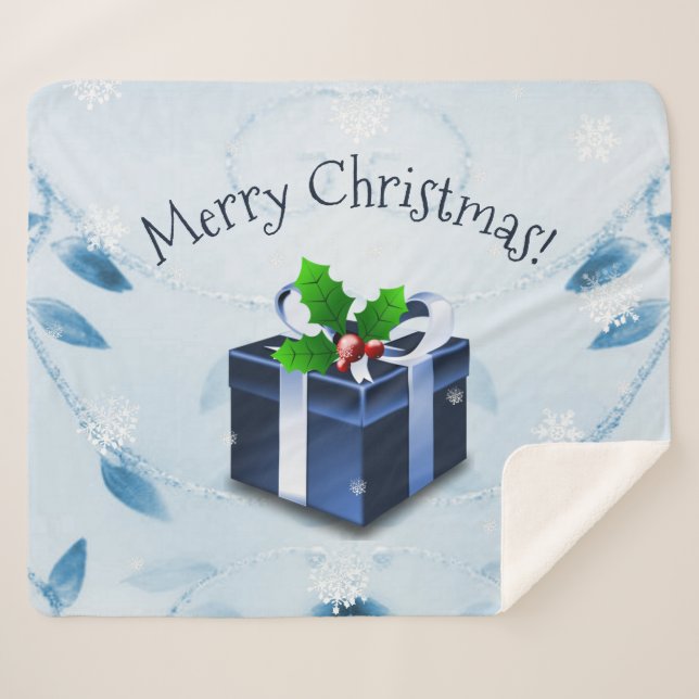 Blue Christmas Geschenk Sherpa Blanket Sherpadecke (Vorderseite (Horizontal))