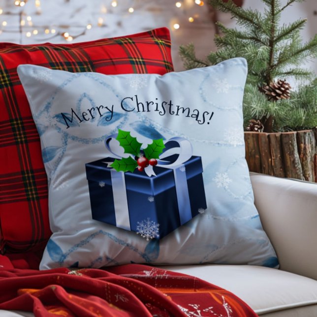 Blue Christmas Geschenkkissen Kissen (Blue Christmas Gift Throw Pillow)
