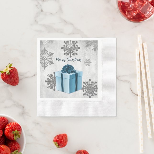 Blue Christmas Geschenkpapier Napkin Serviette (Beispiel)