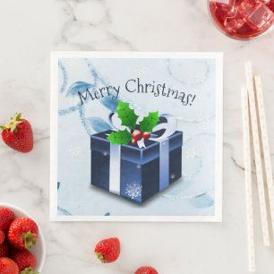 Blue Christmas Geschenkpapier Napkin Serviette