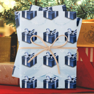 Blue Christmas Geschenkpapier Set