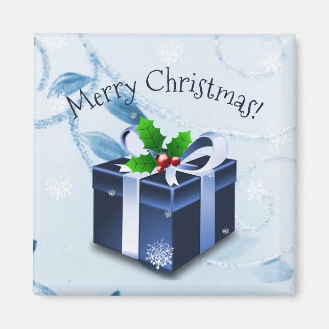 Blue Christmas Gift Magnet (Vorne)