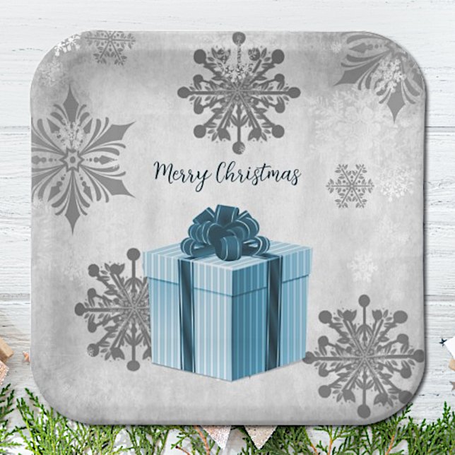 Blue Christmas Gift Paper Plate Pappteller (Blue Christmas Gift Paper Plates)