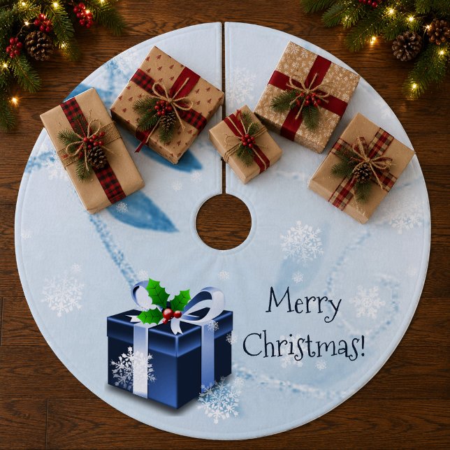Blue Christmas Gift Tree Skirt Fleece Weihnachtsbaumdecke (Blue Christmas Gift Tree Skirt)