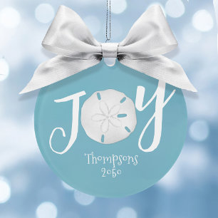 Blue Christmas Holiday Joliday Joy Foto Beach Sand Ornament