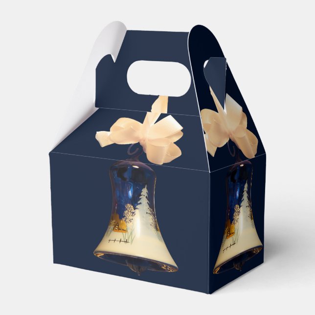 Blue Christmas Jingle Bells Gefallen Geschenkboxen Geschenkschachtel (Vorderseite)