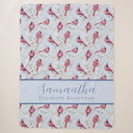 Blue Christmas Kardinal Bird Personalisierter Name Sherpadecke