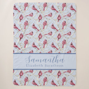 Blue Christmas Kardinal Bird Personalisierter Name Sherpadecke