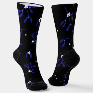 Blue Christmas Mistletoe mit Berries Muster Socken
