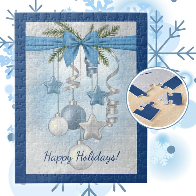 Blue Christmas Multiple Ornaments 11"x14"  Puzzle (Von Creator hochgeladen)