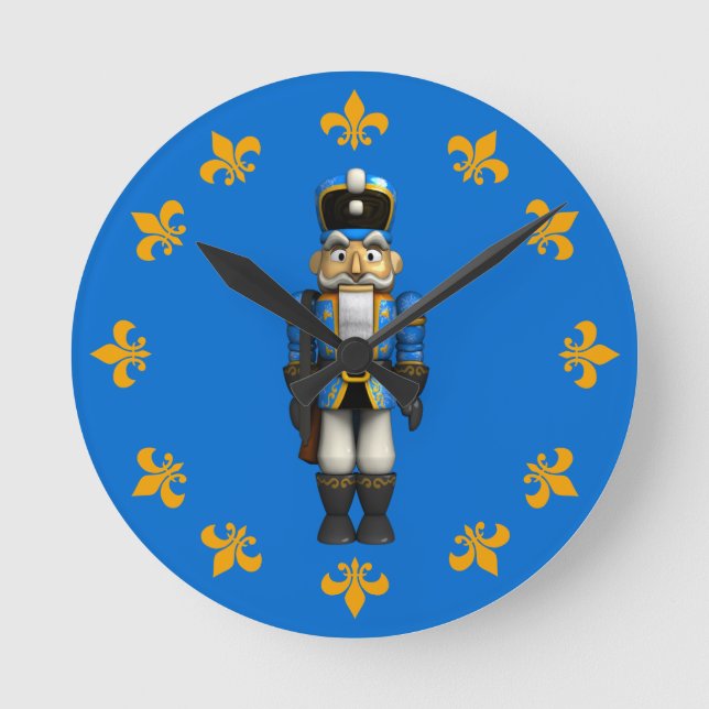 Blue Christmas Nutcracker Tower Soldier Round Cloc Runde Wanduhr (Vorderseite)