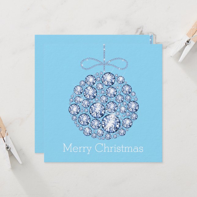 Blue Christmas Ornament Party Einladung (Vorderseite/Rückseite Beispiel)