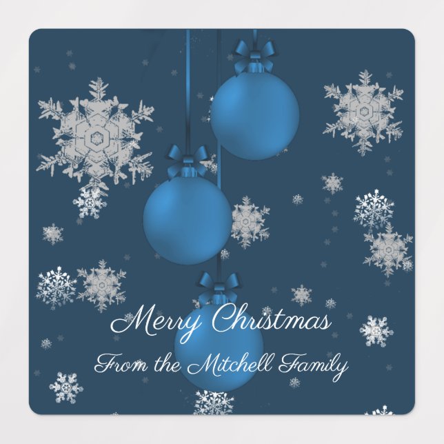 Blue Christmas Ornaments Baking Labels Etiketten (Design 1)
