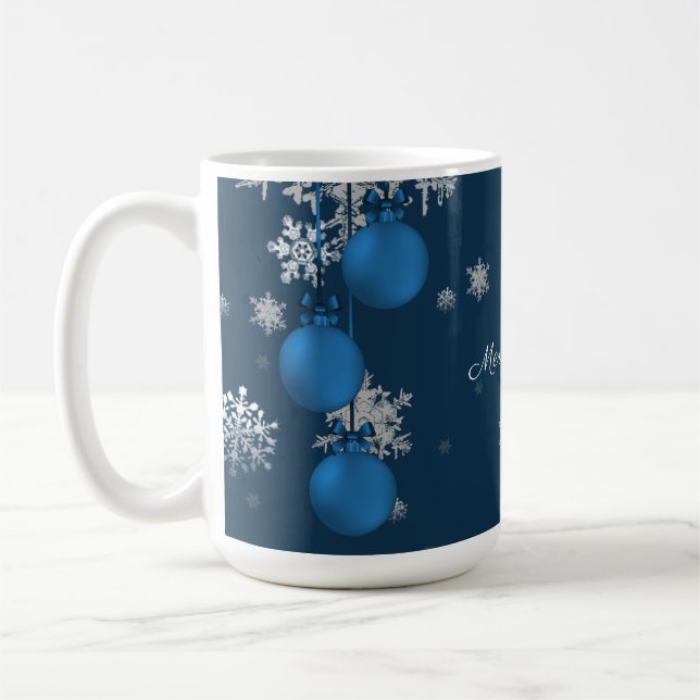 Blue Christmas Ornaments Tasse (Links)