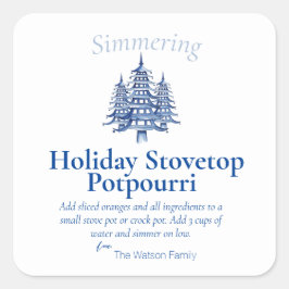 Blue Christmas Pagoda Tree Stovetop Potpourri Quadratischer Aufkleber