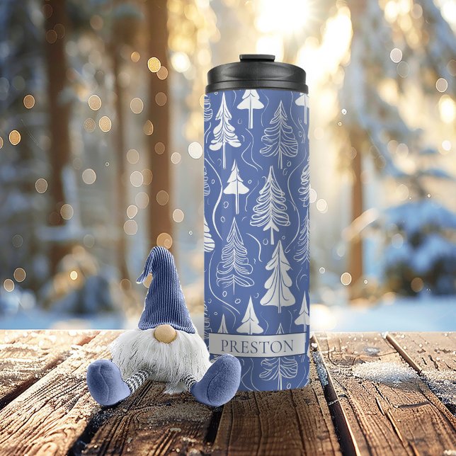 Blue Christmas Pattern#6 ID1009 Thermosbecher (Von Creator hochgeladen)