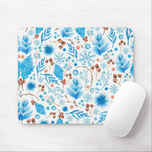 Blue Christmas Pattern Mousepad