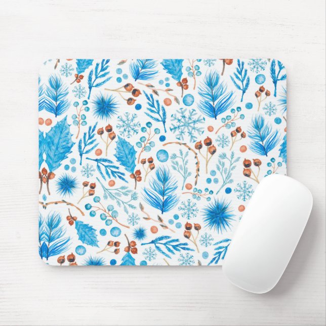 Blue Christmas Pattern Mousepad (Mit Mouse)