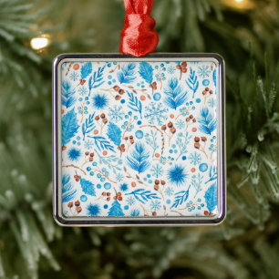 Blue Christmas Pattern Ornament Aus Metall