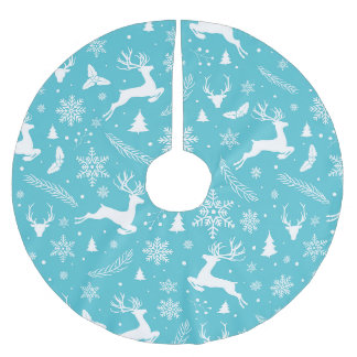 Blue Christmas Pattern Polyester Weihnachtsbaumdecke