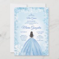 Blue Christmas Princess Quinceanera Einladung