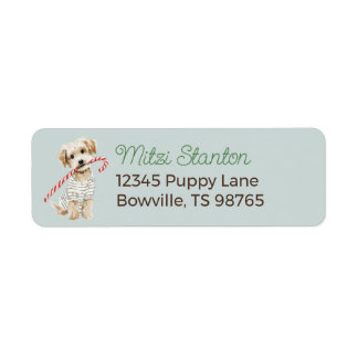 Blue Christmas Puppy in a Scarf address label
