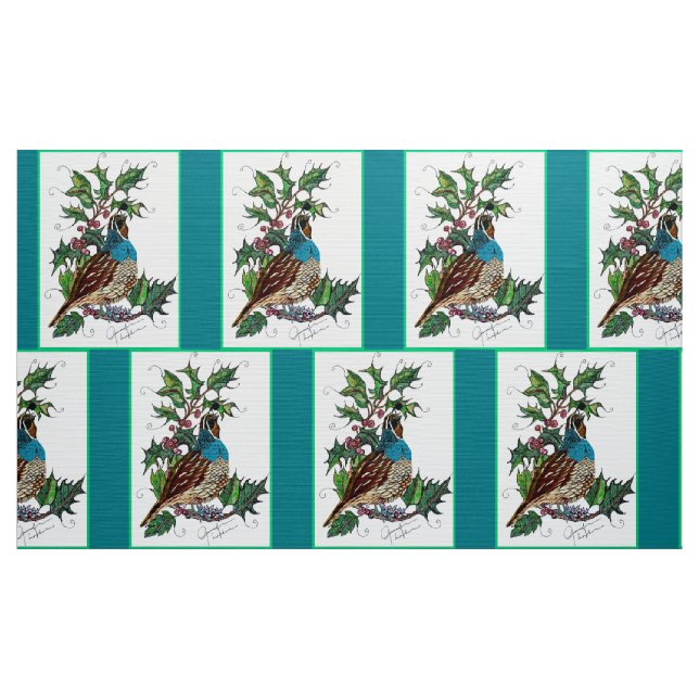 Blue Christmas Quail Stoff (Yard (91,4 cm))