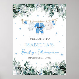 Blue Christmas Santa Baby Babydusche Begrüßungszei Poster