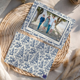 Blue Christmas Santa Toile Foto Feiertagskarte