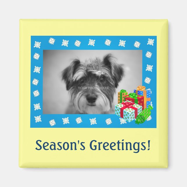 Blue Christmas Snow Foto Frame Magnet (Vorne)