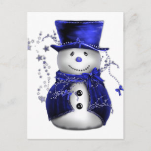 Blue Christmas Snowman Feiertagspostkarte