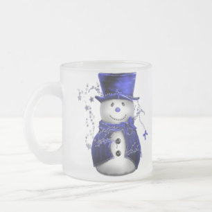 Blue Christmas Snowman Mattglastasse