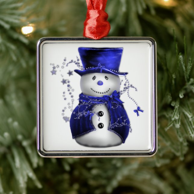 Blue Christmas Snowman Ornament Aus Metall (Baum)