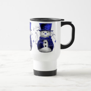 Blue Christmas Snowman Reisebecher
