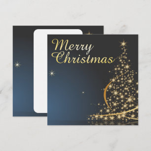 Blue Christmas Thema mit goldenem Weihnachtsbaum Einladung