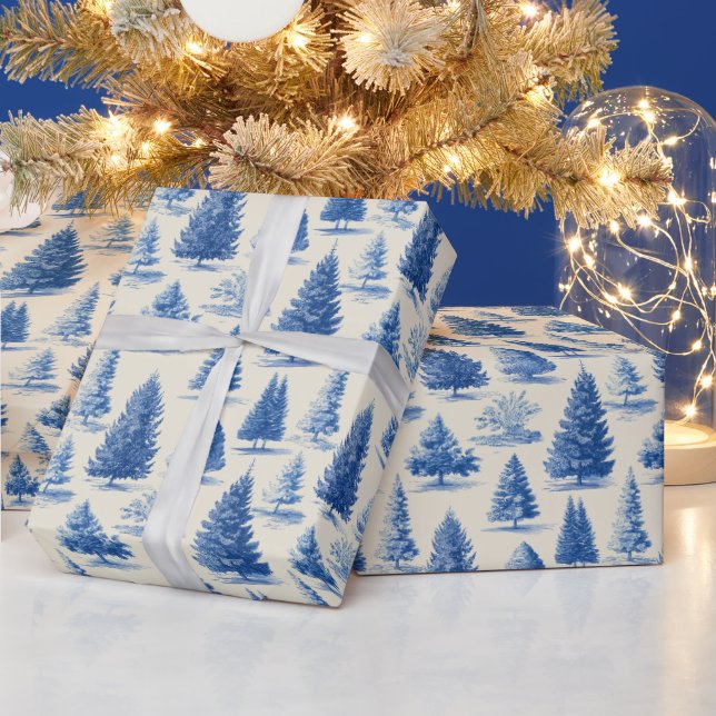 Blue Christmas toile Geschenkpapier (Feiertage)