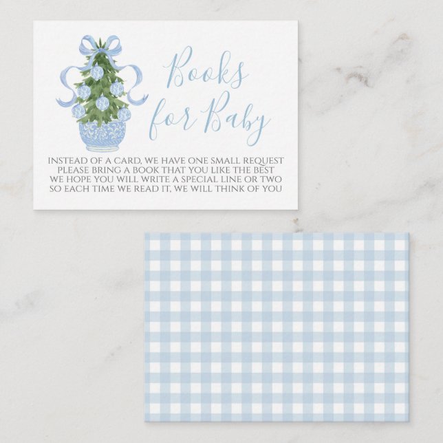 Blue Christmas Tree Baby Shower Book Request Card Begleitkarte (Vorne/Hinten)