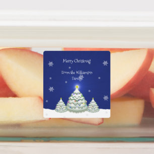 Blue Christmas Tree Baking Label Etiketten