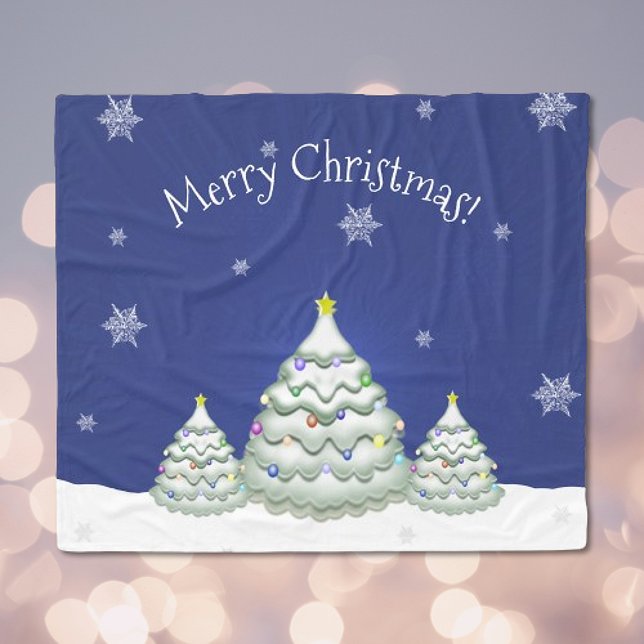 Blue Christmas Tree Blanket Fleecedecke (Blue Christmas Tree Fleece Blanket)