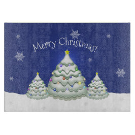 Blue Christmas Tree Cutting Board Schneidebrett