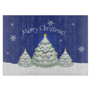 Blue Christmas Tree Cutting Board Schneidebrett