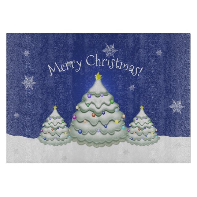 Blue Christmas Tree Cutting Board Schneidebrett (Vorderseite)