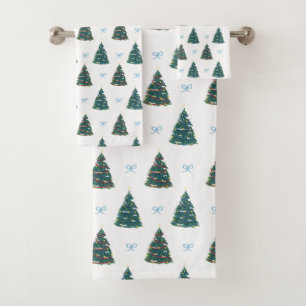 Blue Christmas Tree Farm Geschenk Wrap Badhandtuch Set