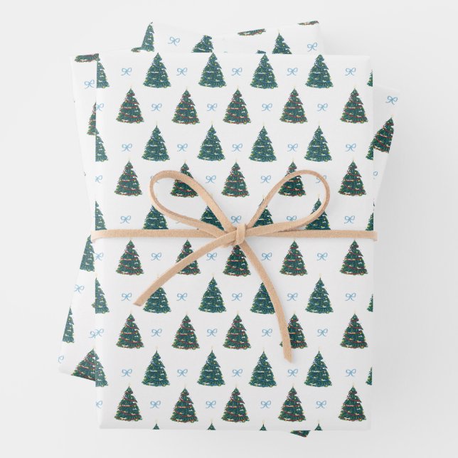 Blue Christmas Tree Farm Geschenk Wrap Geschenkpapier Set (Beispiel)