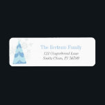 Blue Christmas Tree Festive Return Address Label<br><div class="desc">Fügen Sie Ihren Weihnachtskarten ein festliches Detail hinzu! Dieses Retourenlabel zeichnet sich durch einen einfachen blauen Weihnachtsbaum mit grauen Schneeflocken aus. Personalisieren Sie mit Ihrem Namen und Ihrer Adresse.</div>