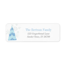 Blue Christmas Tree Festive Return Address Label