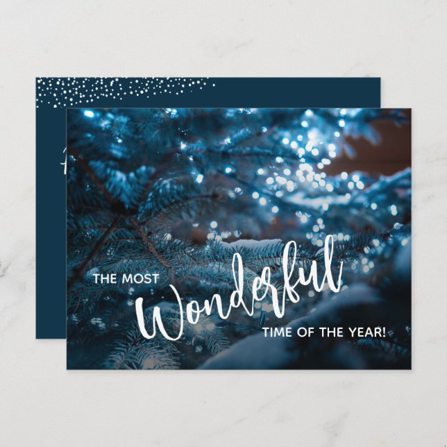 Blue Christmas Tree Flat Feiertagspostkarte (Vorne/Hinten)