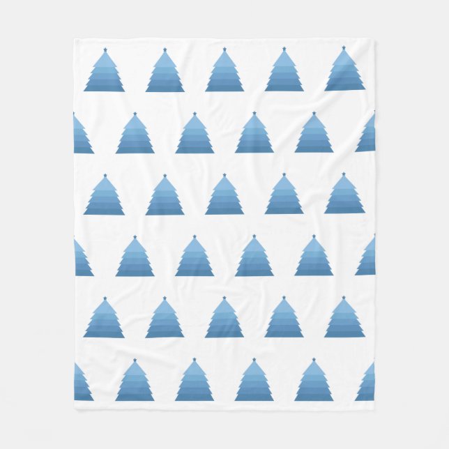 Blue Christmas Tree Fleece Blanket (Vorderseite)