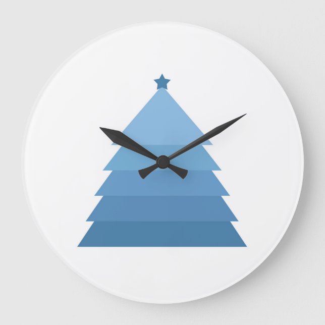 Blue Christmas Tree Große Uhr (Vorderseite)