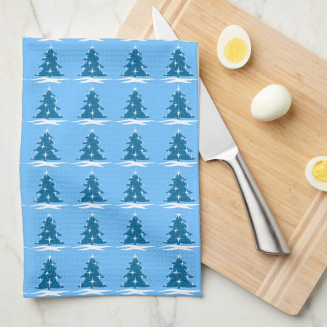 Blue Christmas Tree Handtuch Custom Holiday Teetuc (Viertel Falte)